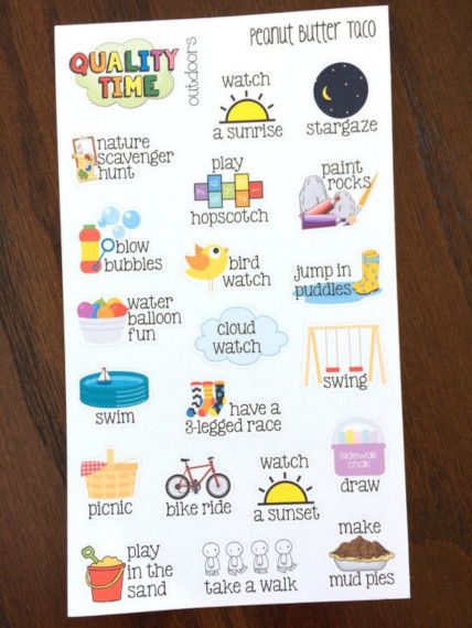 planner stickers featuring outdoor activities like scavenger hunts and water balloon fun