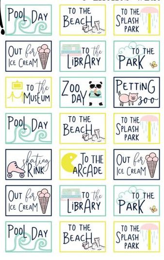planner stickers for tracking your child's summer break activities