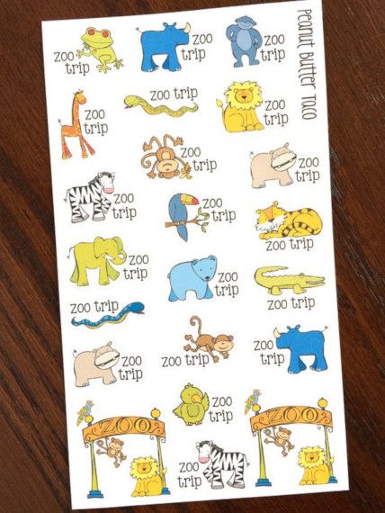 planner stickers for scheduling trips to the zoo