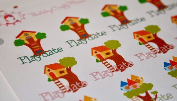 play date stickers featuring a treehouse