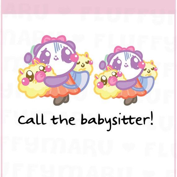 cute kawaii panda bear stickers to remind you to call the baby sitter