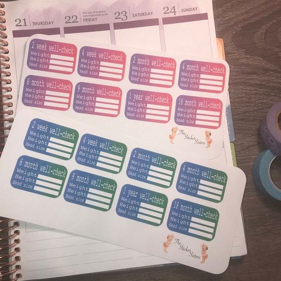 colorful stickers to track well child appointments in your planner