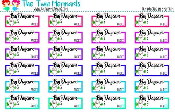 reminder stickers to pay the daycare