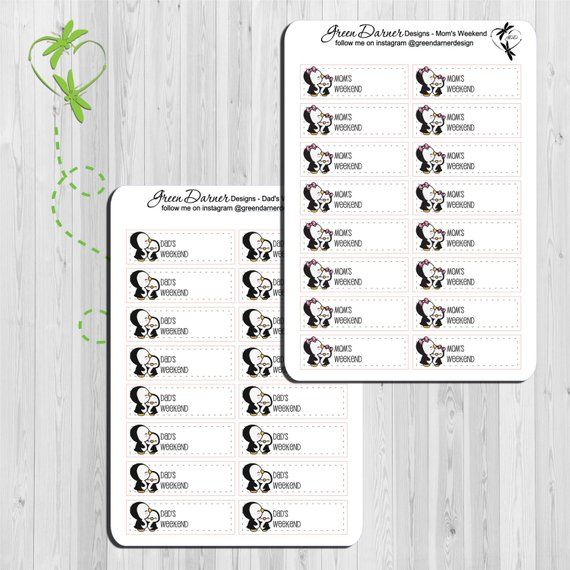 parent time planner stickers featuring a cute penguin