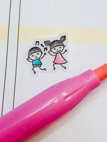 coloring stickers featuring cute dancing kids