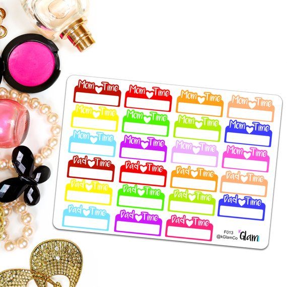 brightly colored parent time planner stickers