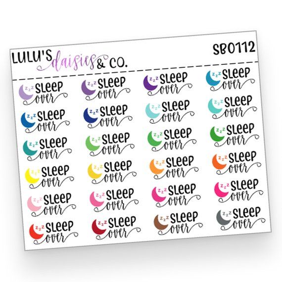 planner stickers for scheduling sleep overs