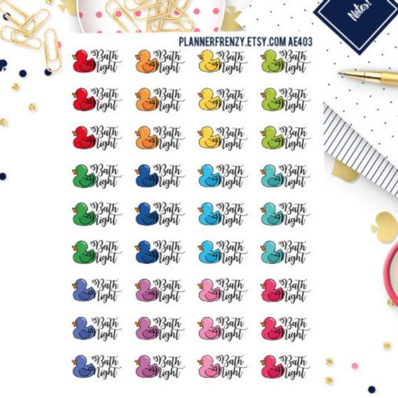 colorful duck bath night planner stickers