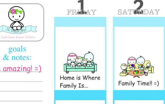 cute family time stickers