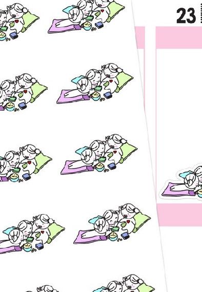 slumber party stickers featuring cute girls at a slumber party