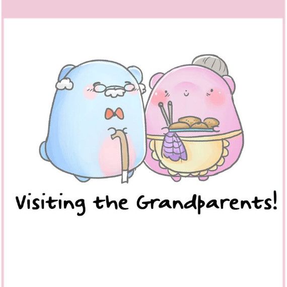cute kawaii grandparents stickers