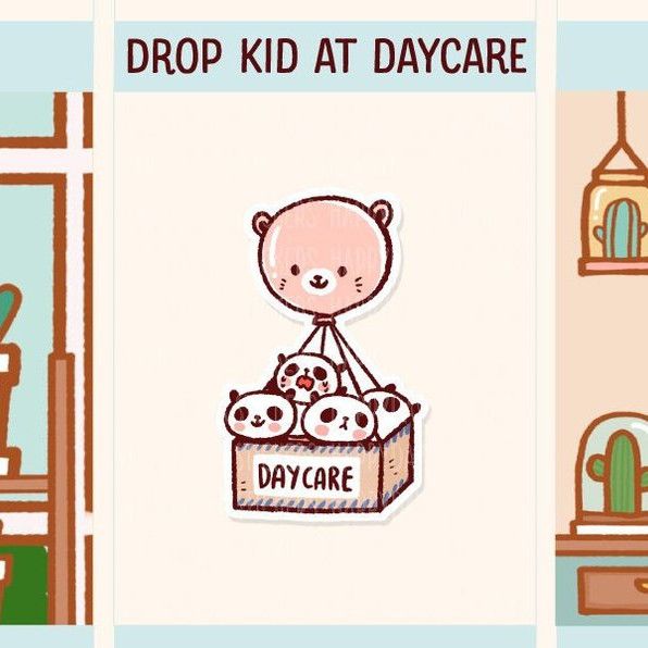 cute daycare stickers featuring adorable balloons and toys