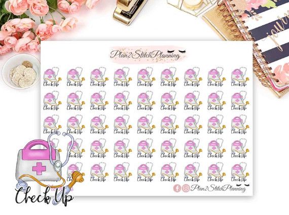 cute check up planner stickers