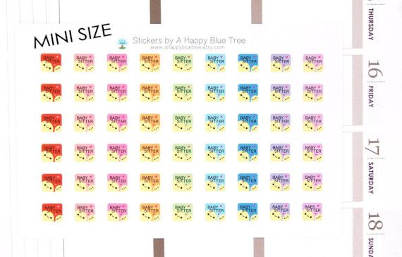 cute mini babysitter reminder and tracker stickers for your planner
